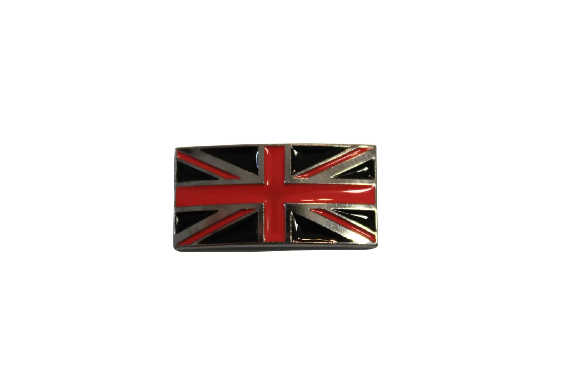 Plakette mit Union-Jack-Motiv in Rot, Weiß und Schwarz